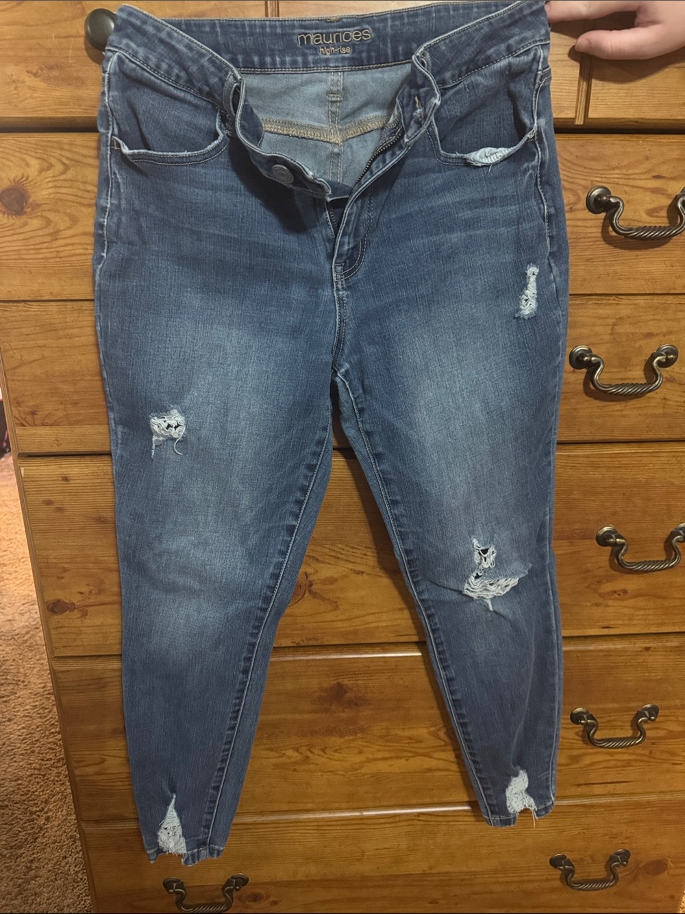 Maurices Distressed Medium Blue Skinny Jeans